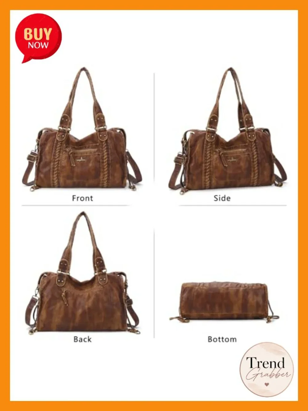 Large Hobo Satchel Handbag Vegan Leather Shoulder Tote Purse
